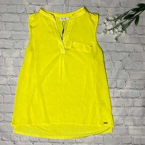 Women’s Calvin Klein Yellow High Low Sleeveless Top Large NWT